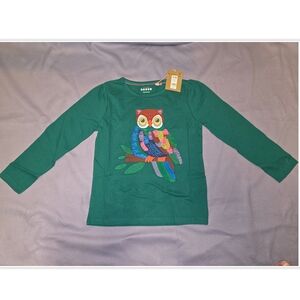 Mini Boden Green Long Sleeve with Colorful Owl